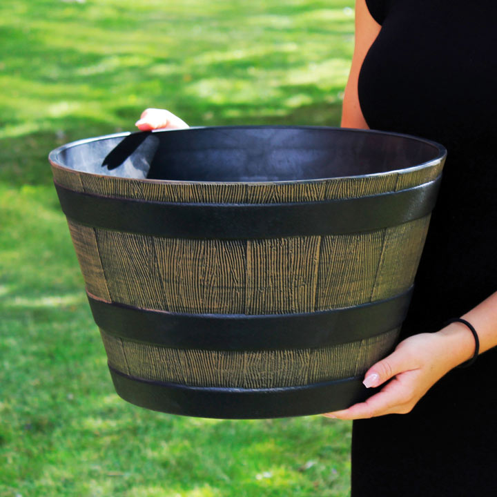 Wooden Barrel Effect Planter ? Small