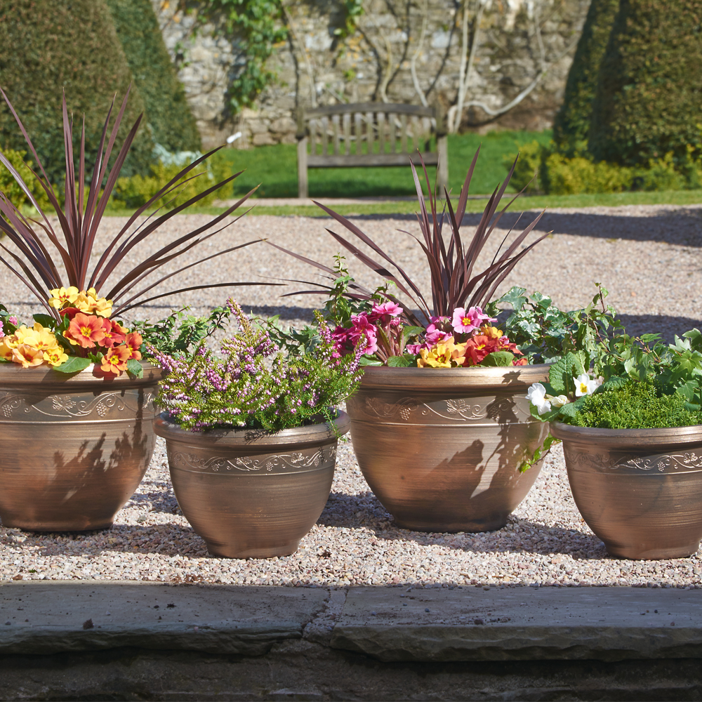 4 Pack Of Antique Effect Planters