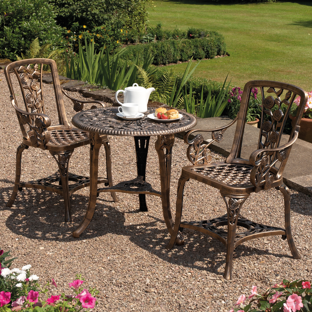 Three-Piece Rose Armchair Bistro Set - Bronze