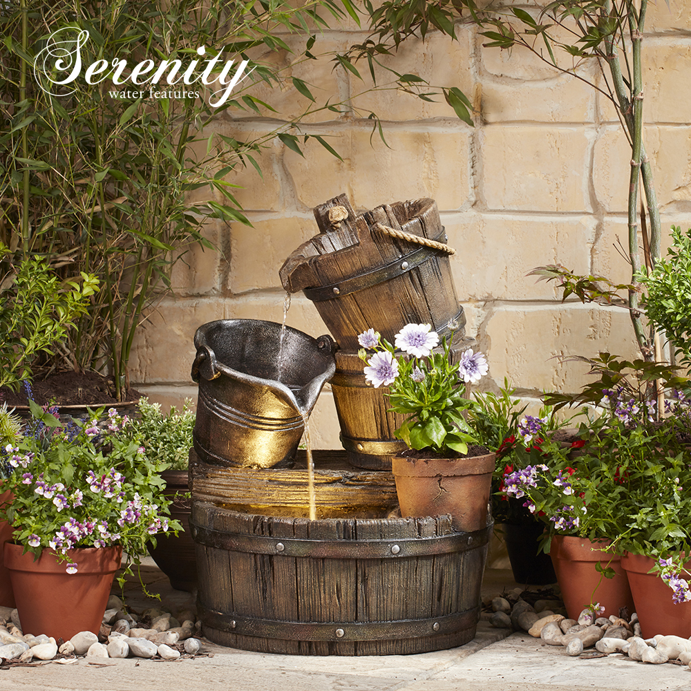 Cascading Barrel Water Feature And Planter