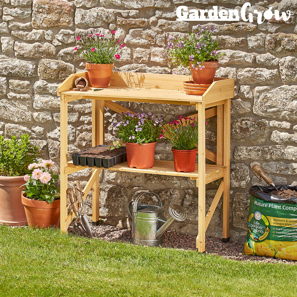 Garden Grow Wooden Two-Tier Potting Bench