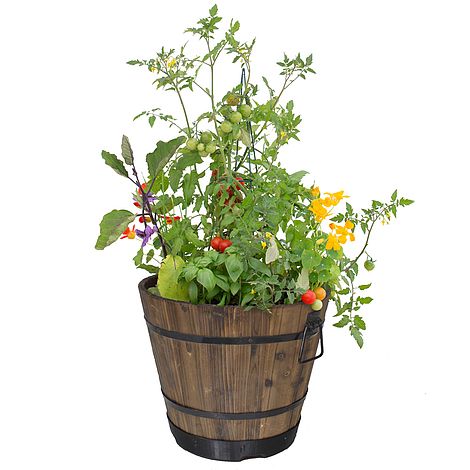 Wooden Barrel Planter
