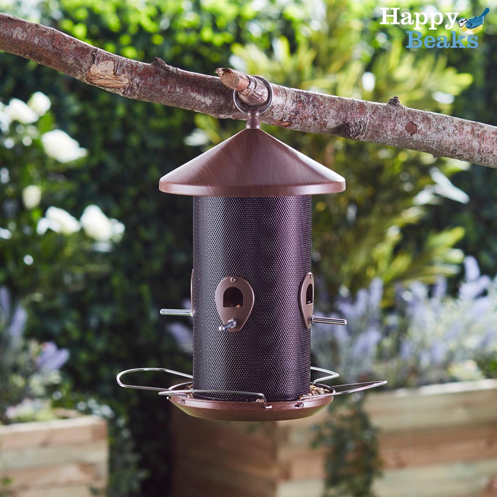 Happy Beaks Wooden-Effect Lantern Seed Feeder