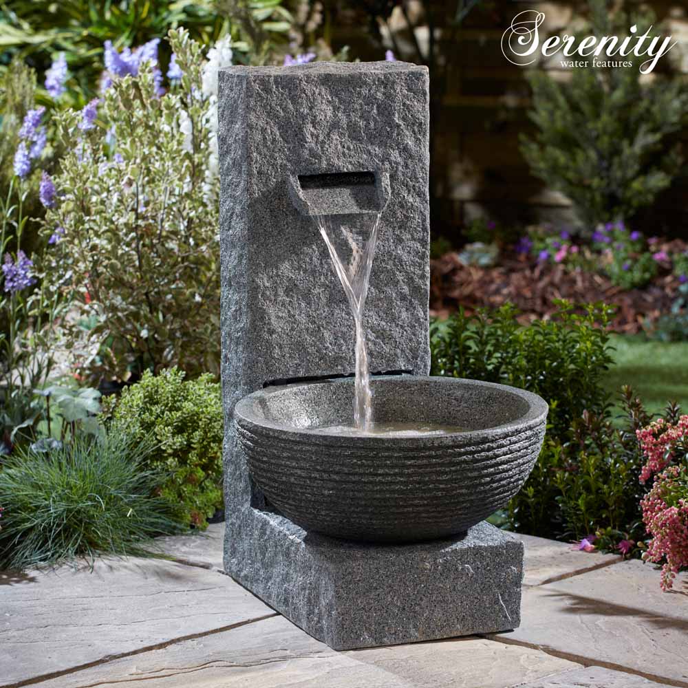 Serenity Stone-Effect Cascading Water Bowl Water Feature