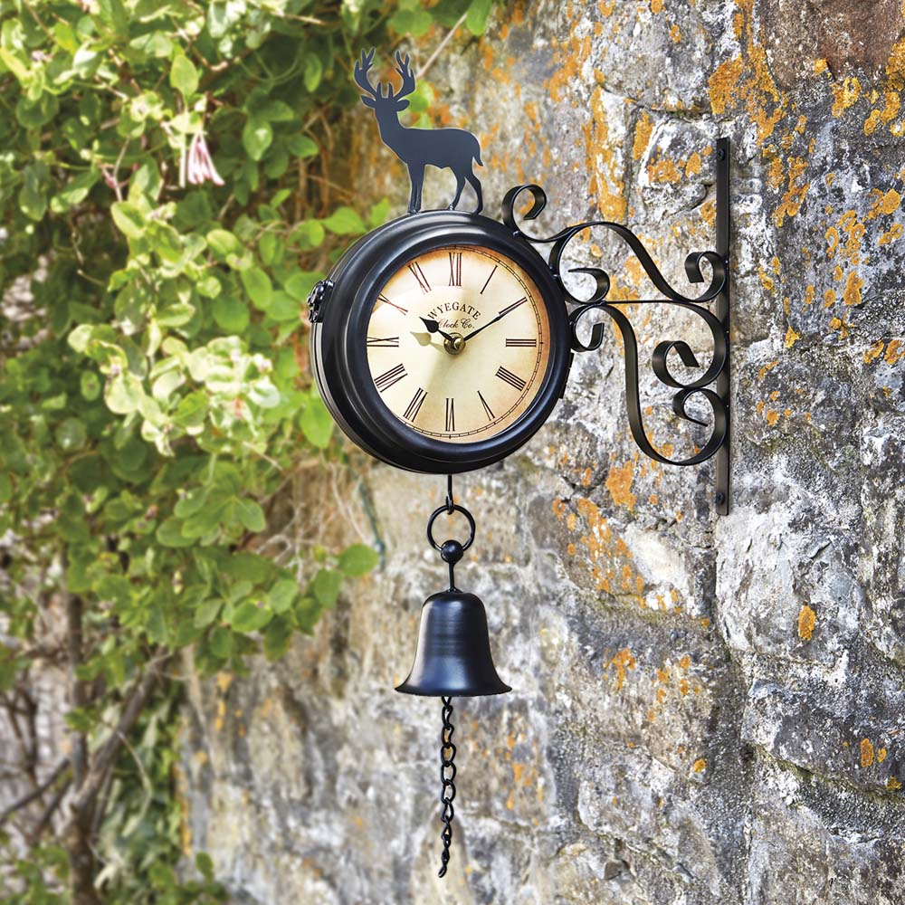 Wall Mounted Clock with Metal Stag