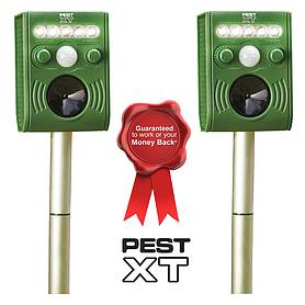 Pest XT Solar Powered Ultrasonic Flash Pest Repeller - Twin Pack