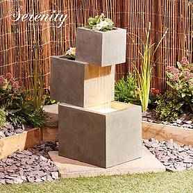 Serenity Cascade water feature with planters