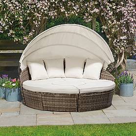 Rattan Day Beds with Covers - 180cm - Tonal Grey