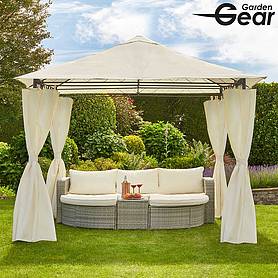 Garden Gear 3x3m Metal Gazebo with Cream Roof and Curtains