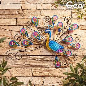 Garden Gear Metal and Glass Peacock Wall Art