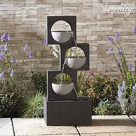 Serenity Modern Granite-Effect Cascading Bowls Water Feature