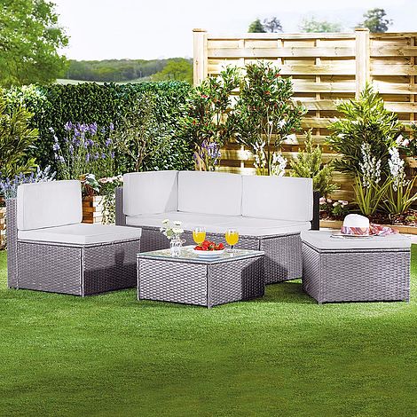 Garden Gear Milan Rattan Lounge Sofa Set - Grey