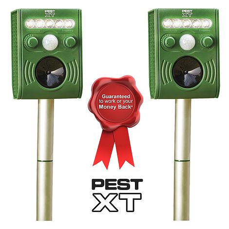 Pest XT Solar Powered Ultrasonic Flash Pest Repeller - Twin Pack