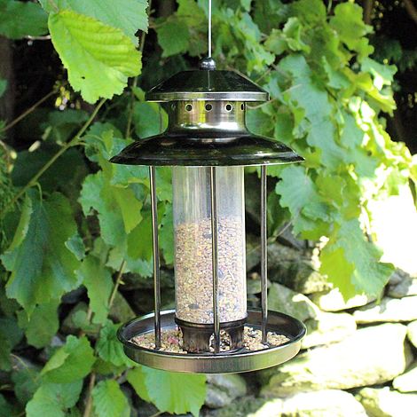 Kingfisher Pewter Effect Lantern Seed Feeder