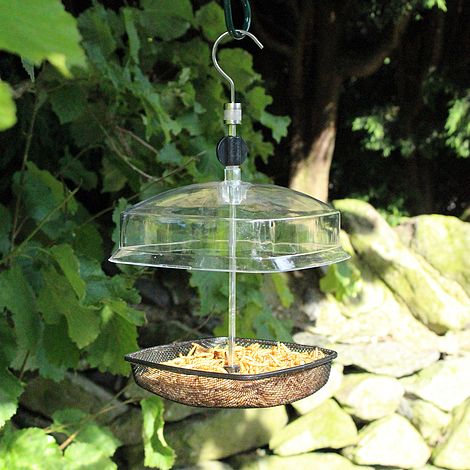 Kingfisher Hanging Mealworm Bird Feeder With Plastic Canopy