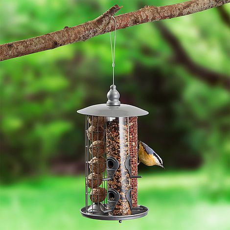 Kingfisher Metal 3 in 1 Suet Fat Ball, Seed And Nut Feeder with Tray