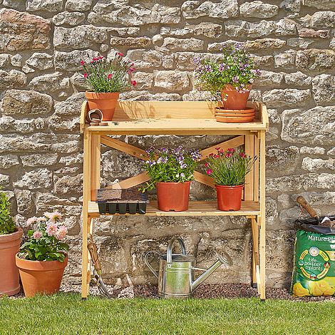 Garden Grow Wooden Two-Tier Potting Bench