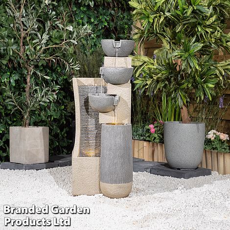 Serenity Cascading Four Bowl & Wall Water Feature