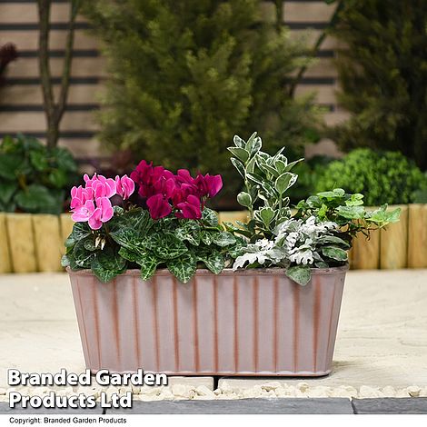 Aged Metal Effect Trough Planter